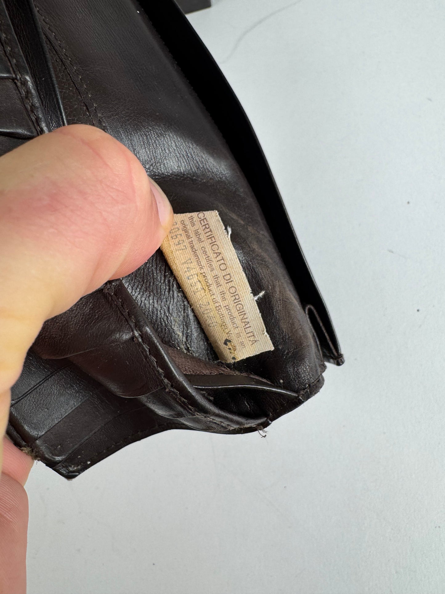 Vintage Bottega Veneta Intrecciato Leather Wallet / ID Holder Brown