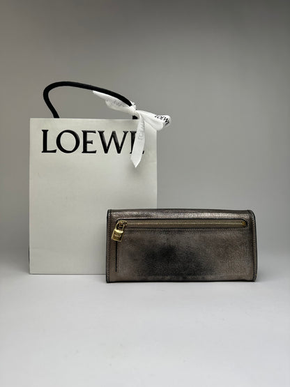 Vintage Loewe Textured Leather Bifold Wallet c. Late 2000s Bronze