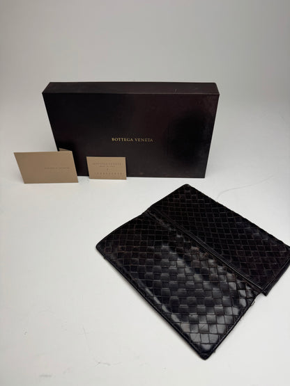 Vintage Bottega Veneta Intrecciato Leather Wallet / ID Holder Brown
