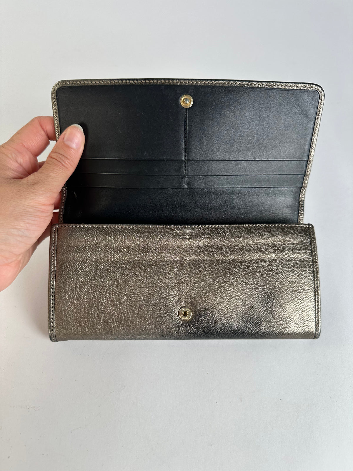 Vintage Loewe Textured Leather Bifold Wallet c. Late 2000s Bronze