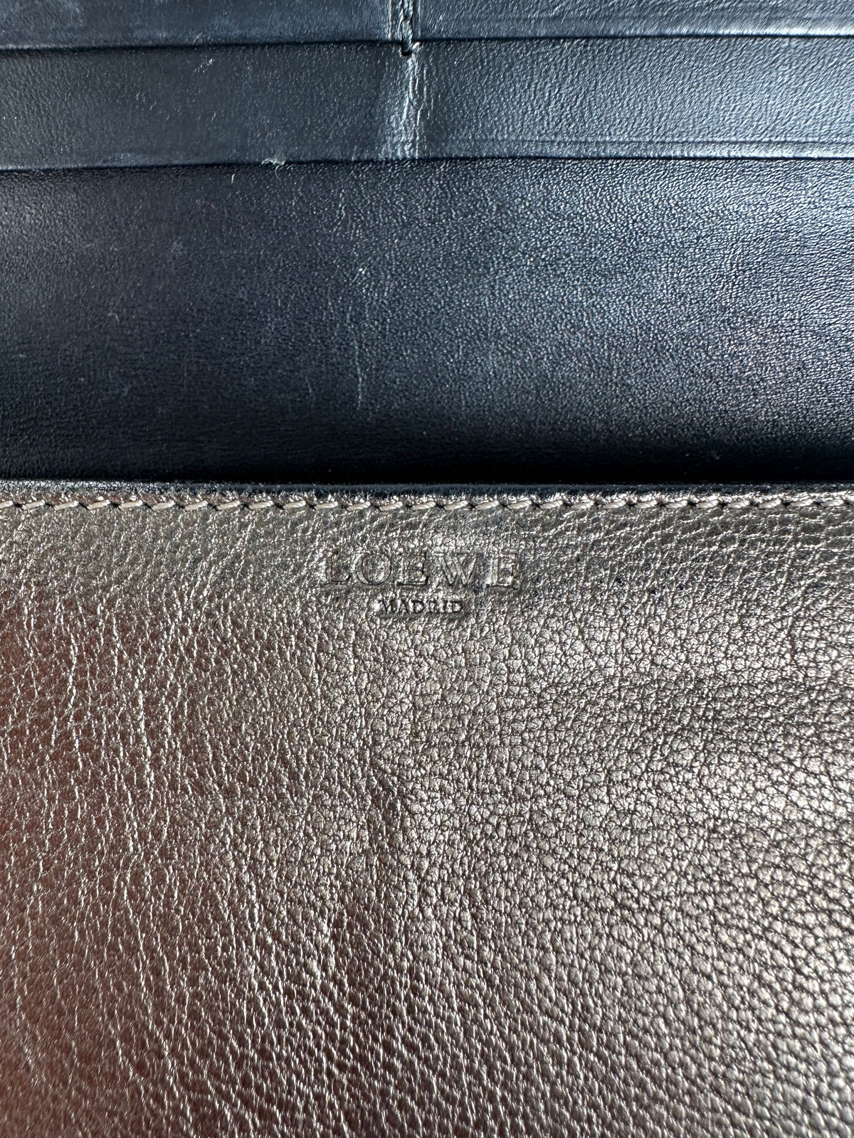 Vintage Loewe Textured Leather Bifold Wallet c. Late 2000s Bronze
