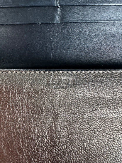 Vintage Loewe Textured Leather Bifold Wallet c. Late 2000s Bronze