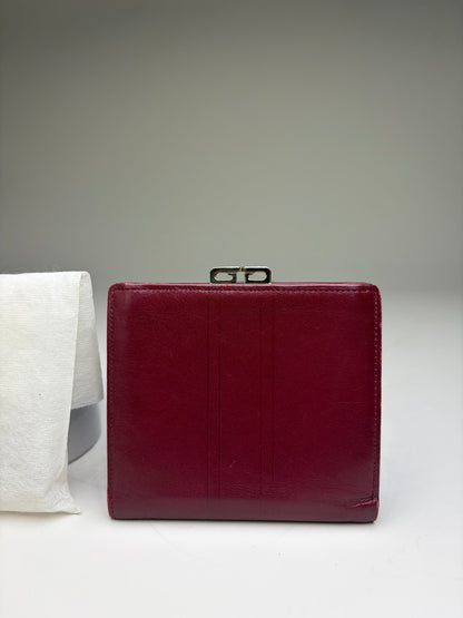 Vintage Givenchy Leather Wallet Burgundy Gold Clasp