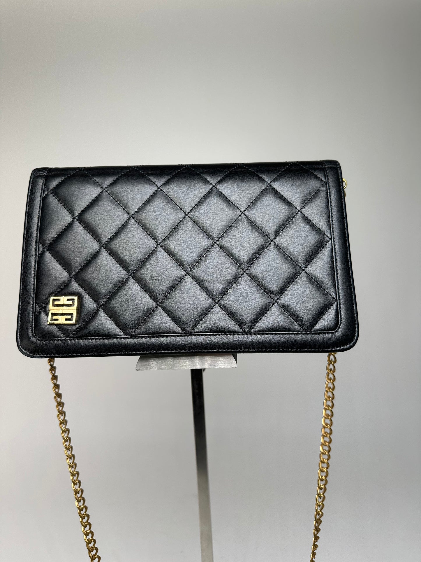 Vintage Givenchy 4G Leather Shoulder Bag Black