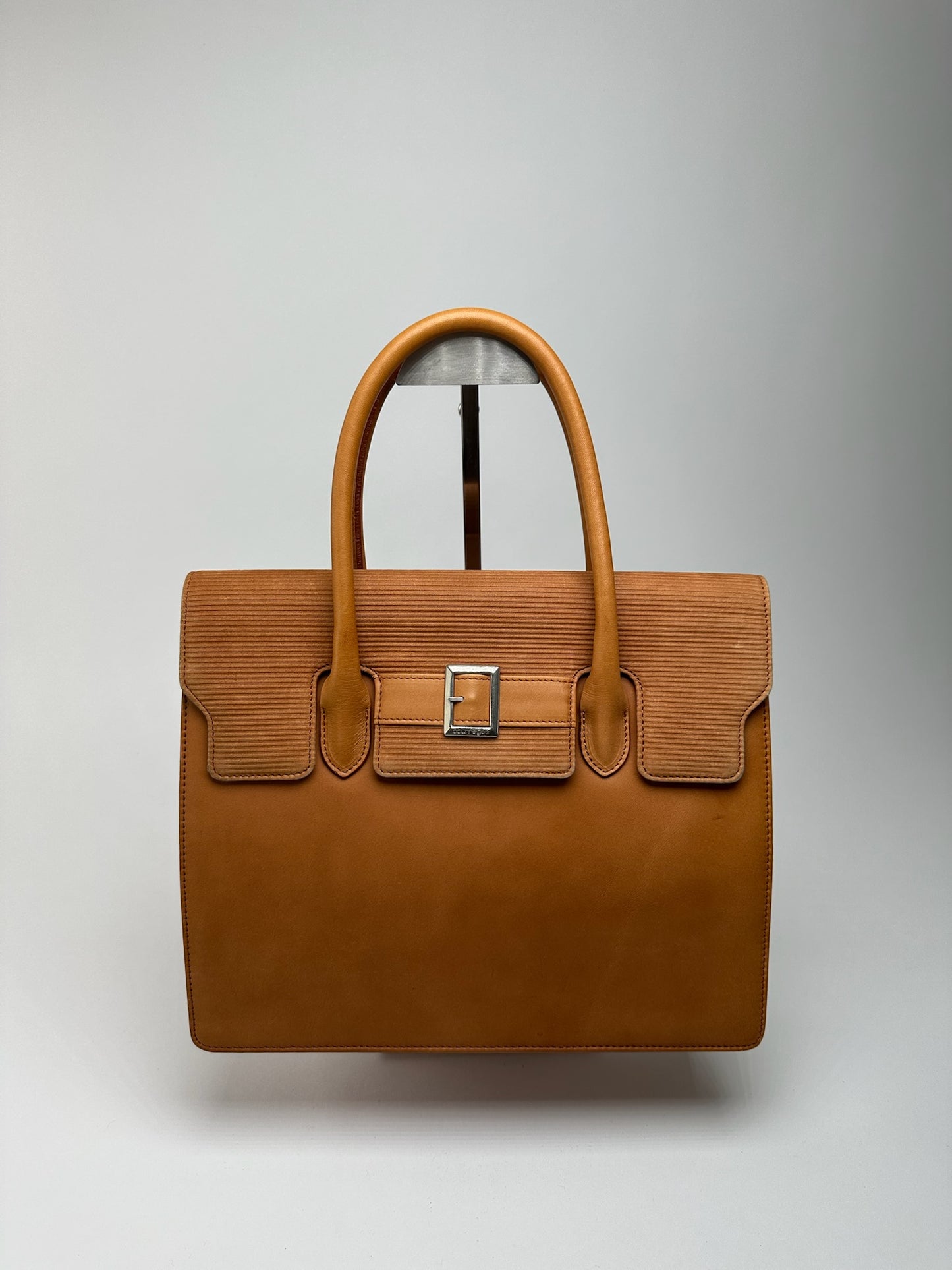 Vintage Courreges Leather Wool bag brown