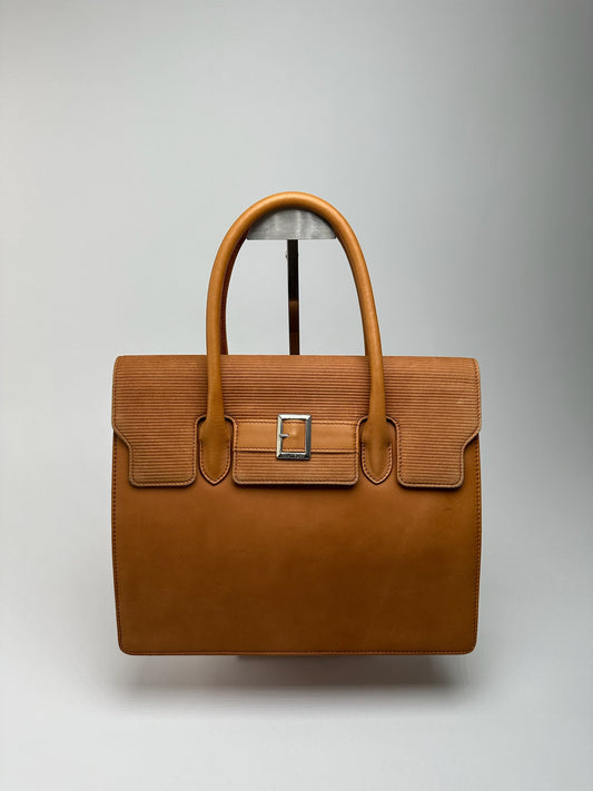 Vintage Courreges Leather Wool bag brown