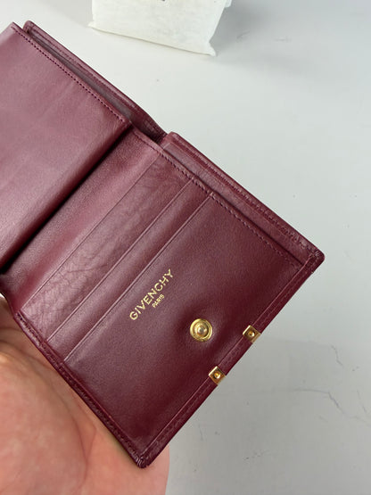 Vintage Givenchy Leather Wallet Burgundy Gold Clasp
