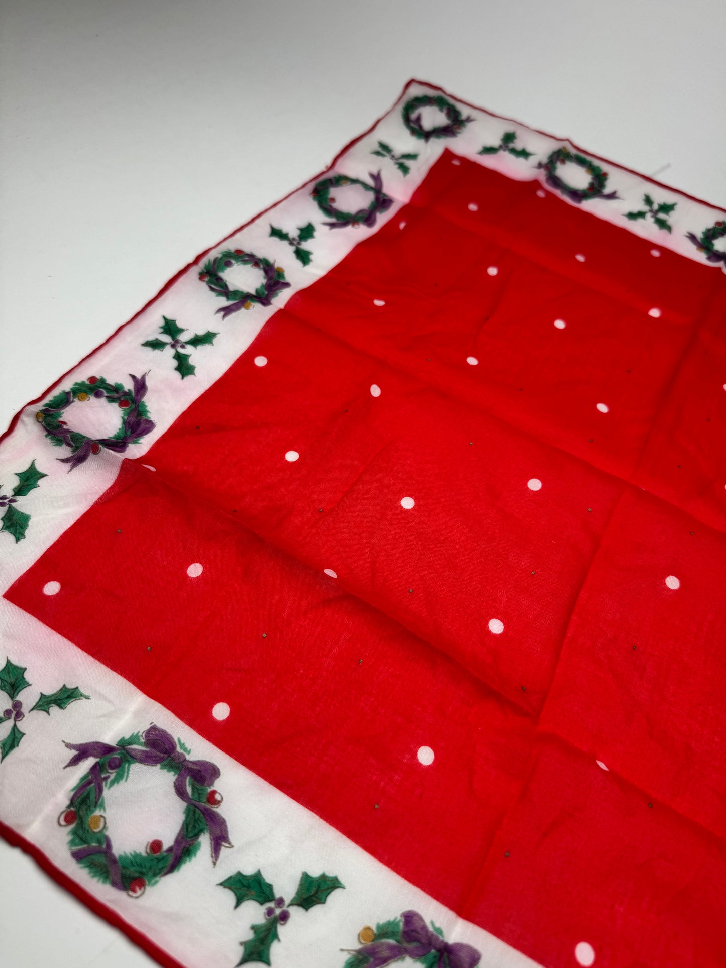 Vintage Dior Scarf Red White Christmas