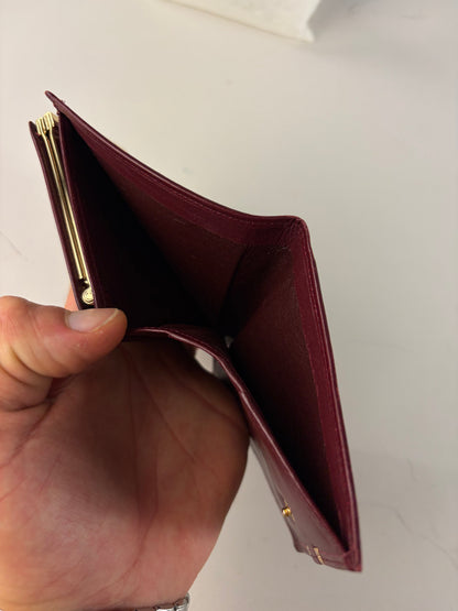 Vintage Givenchy Leather Wallet Burgundy Gold Clasp