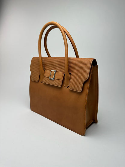 Vintage Courreges Leather Wool bag brown