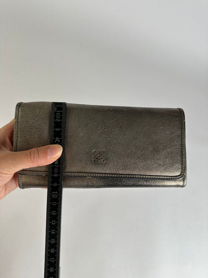 Vintage Loewe Textured Leather Bifold Wallet c. Late 2000s Bronze