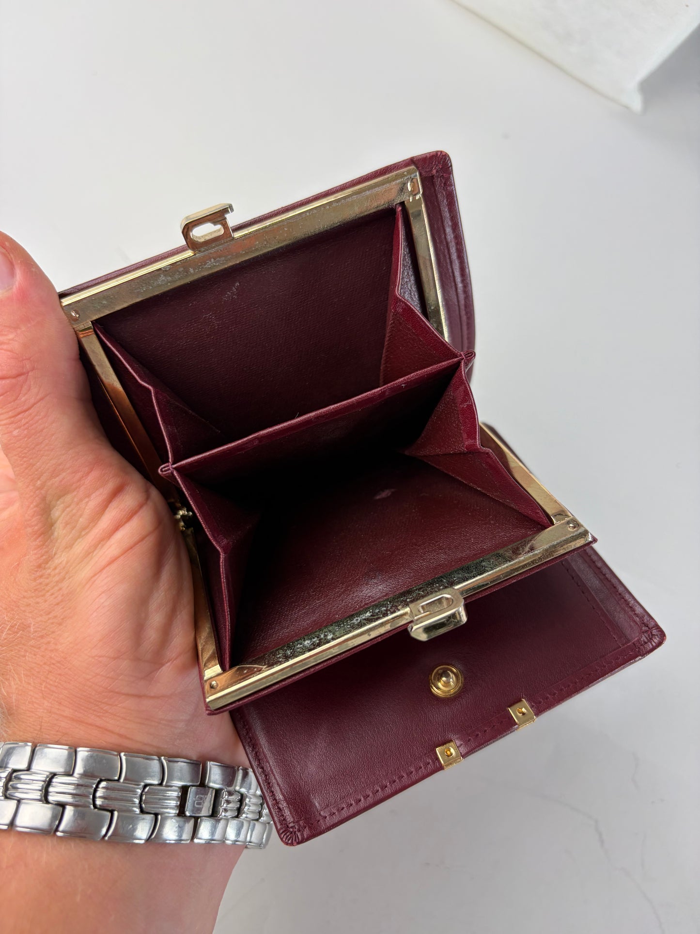 Vintage Givenchy Leather Wallet Burgundy Gold Clasp