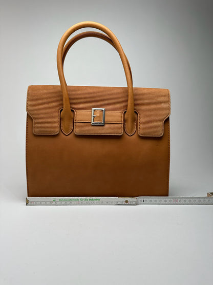 Vintage Courreges Leather Wool bag brown