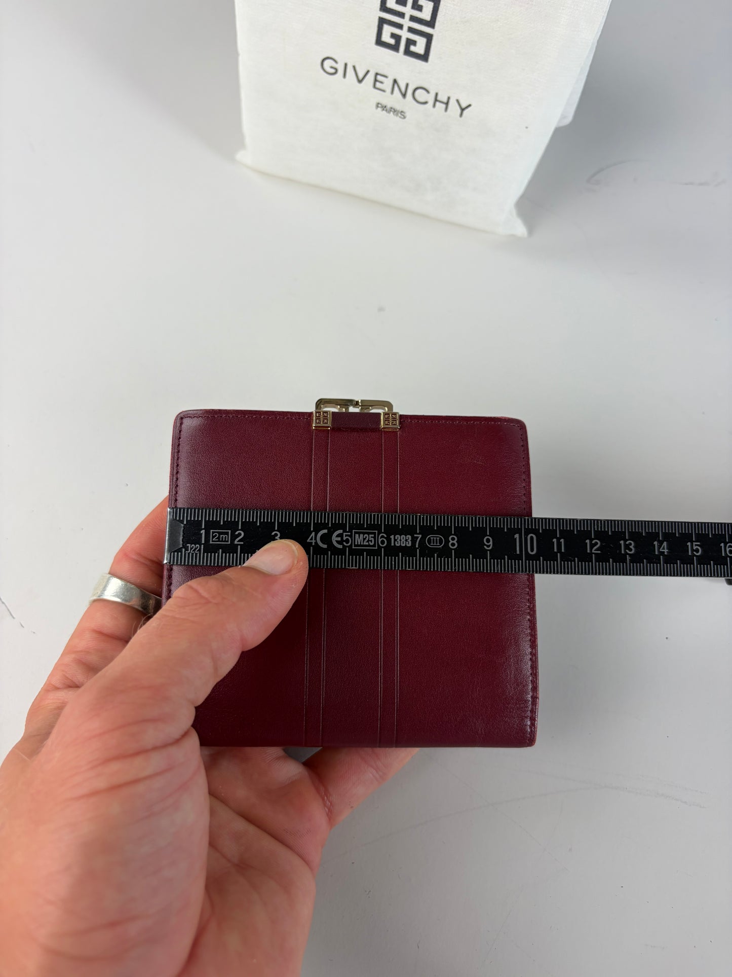 Vintage Givenchy Leather Wallet Burgundy Gold Clasp