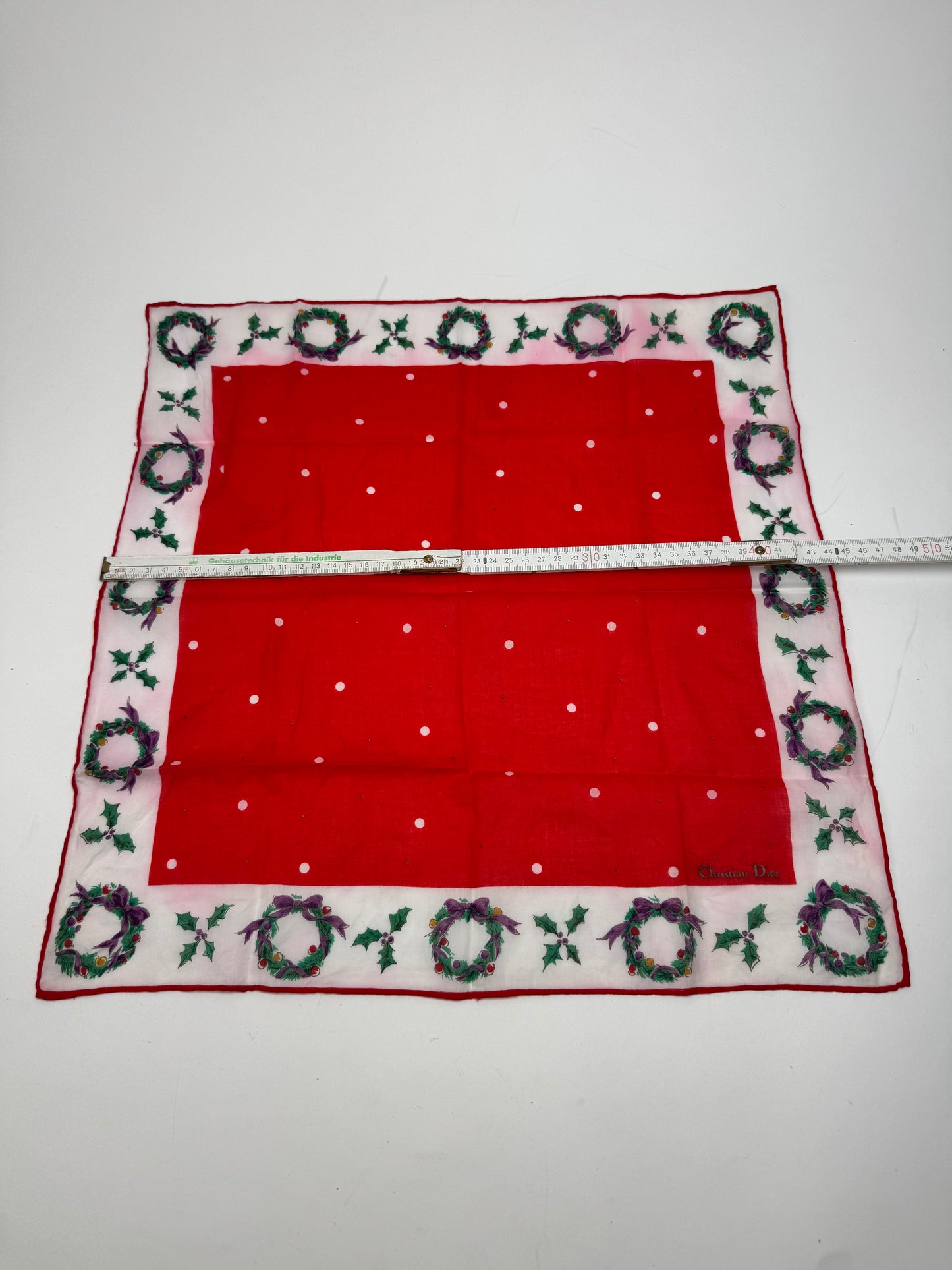 Vintage Dior Scarf Red White Christmas