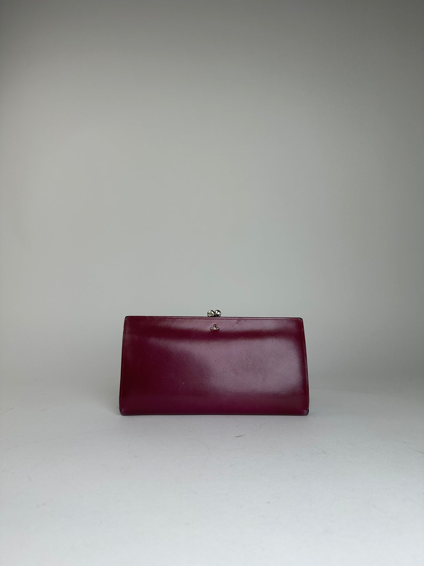 Vivienne Westwood Purple Leather Wallet with Silver-Tone Clasp