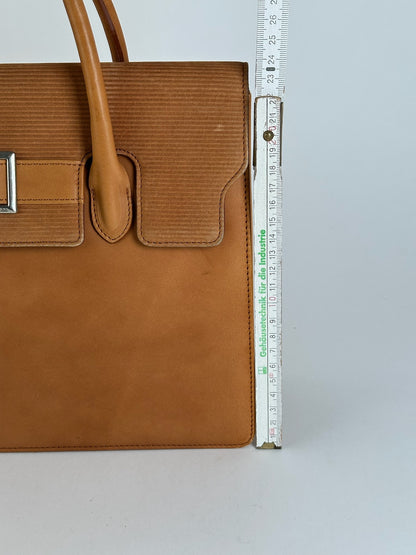 Vintage Courreges Leather Wool bag brown