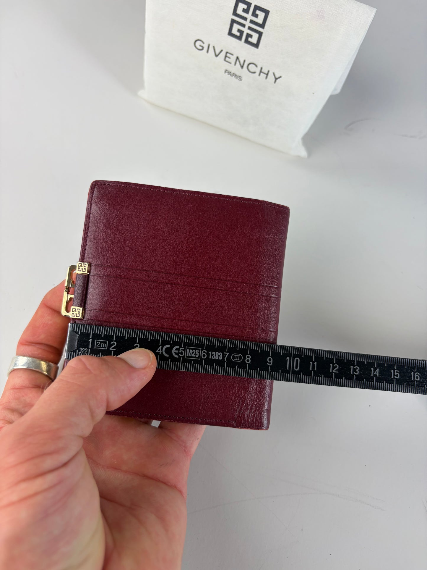 Vintage Givenchy Leather Wallet Burgundy Gold Clasp
