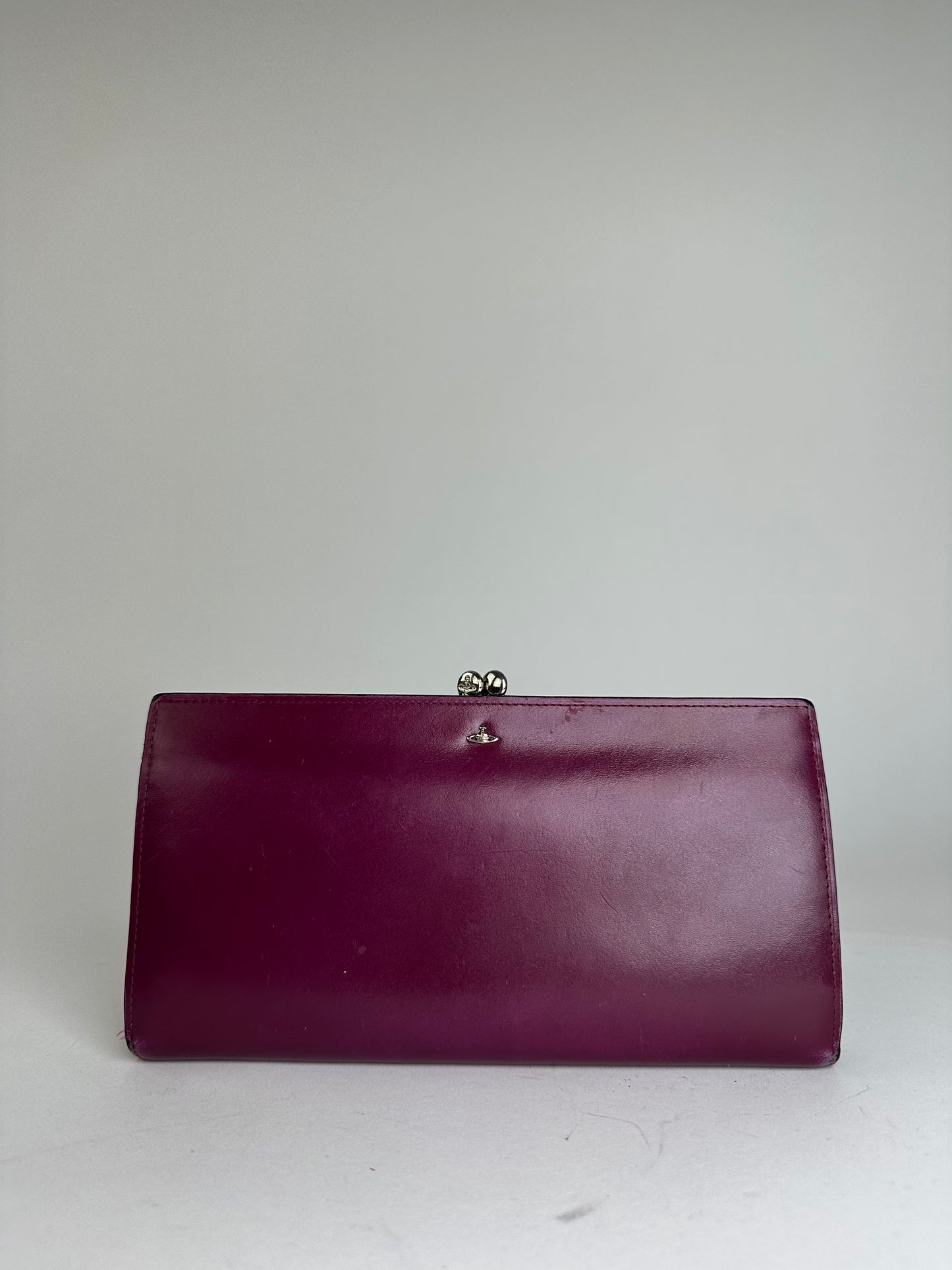 Vivienne Westwood Purple Leather Wallet with Silver-Tone Clasp