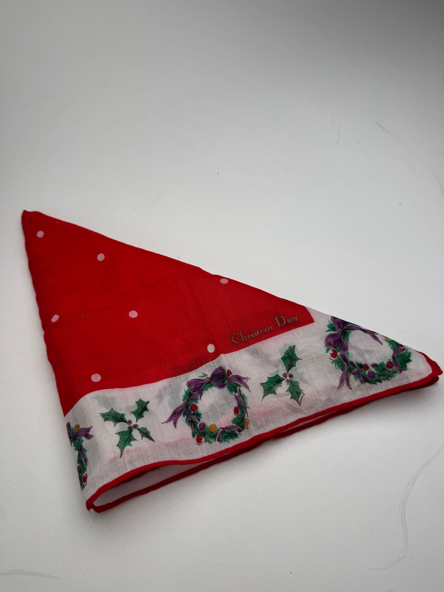 Vintage Dior Scarf Red White Christmas