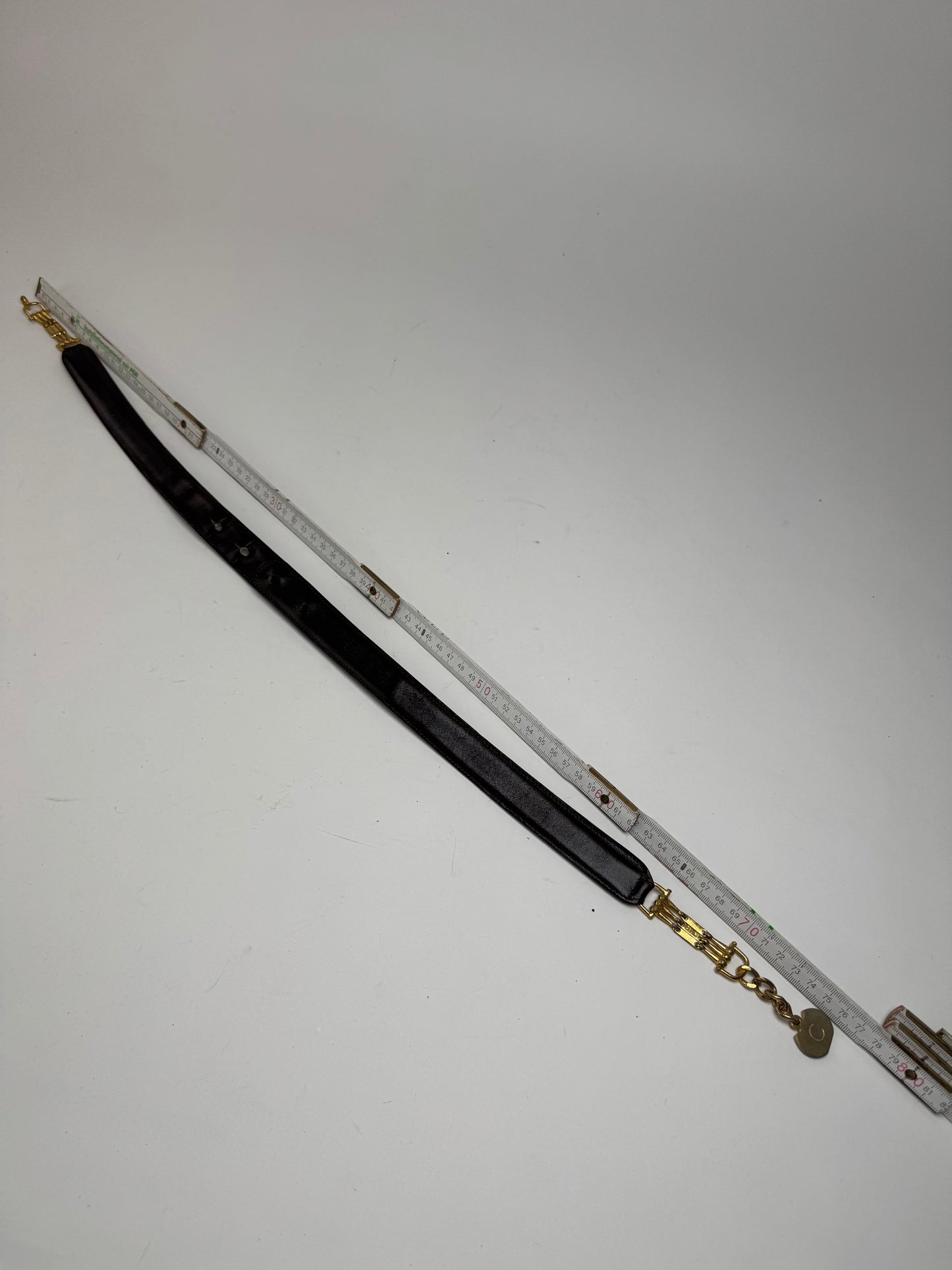 Vintage Celine Chain Leather belt Gold brown