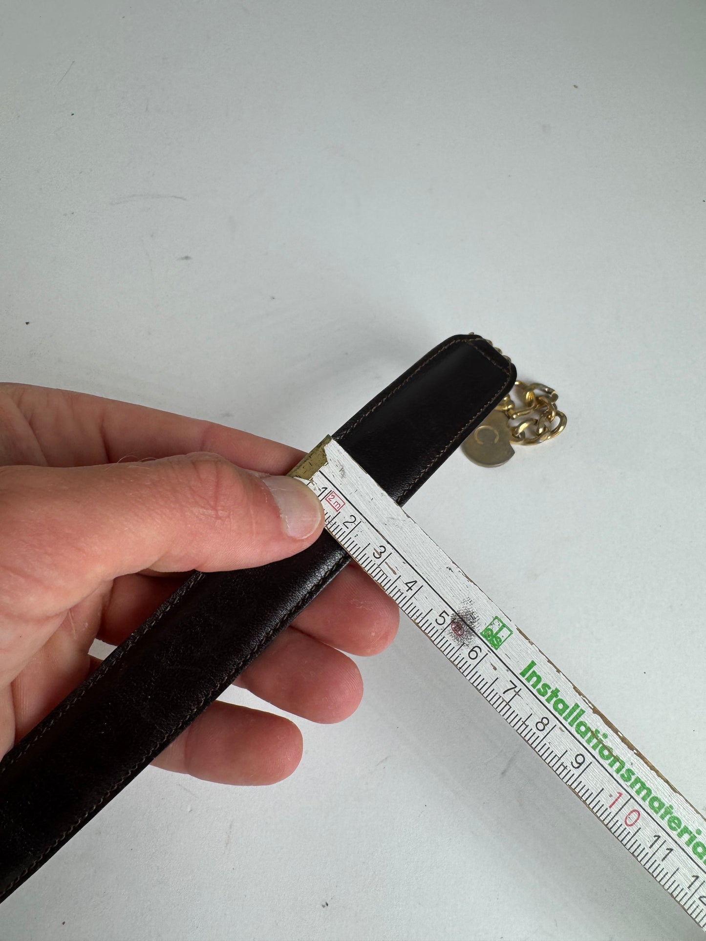 Vintage Celine Chain Leather belt Gold brown