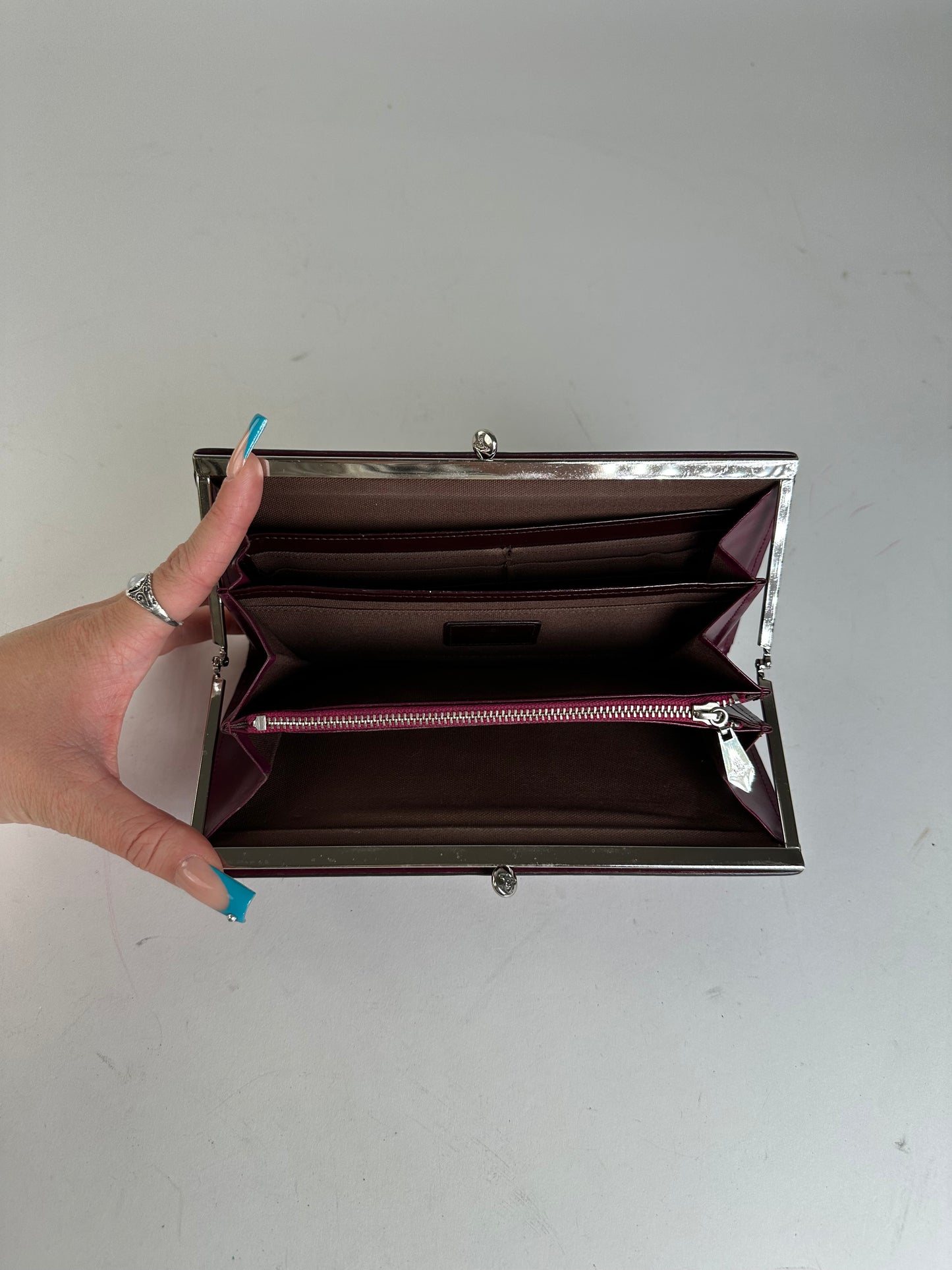 Vivienne Westwood Purple Leather Wallet with Silver-Tone Clasp