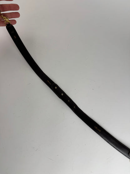 Vintage Celine Chain Leather belt Gold brown