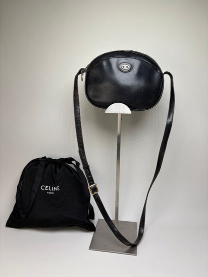 Vintage Celine Leather Crossbody Bag Black aus dem jahr