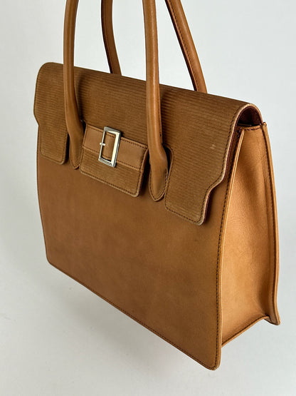 Vintage Courreges Leather Wool bag brown