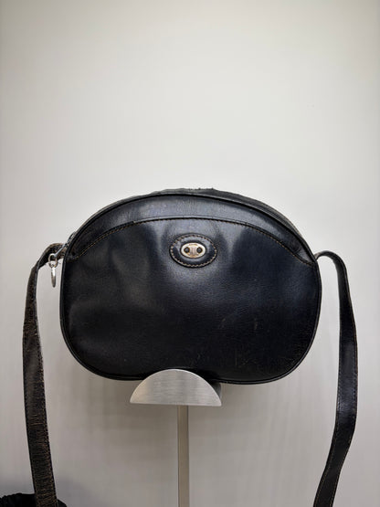 Vintage Celine Leather Crossbody Bag Black aus dem jahr