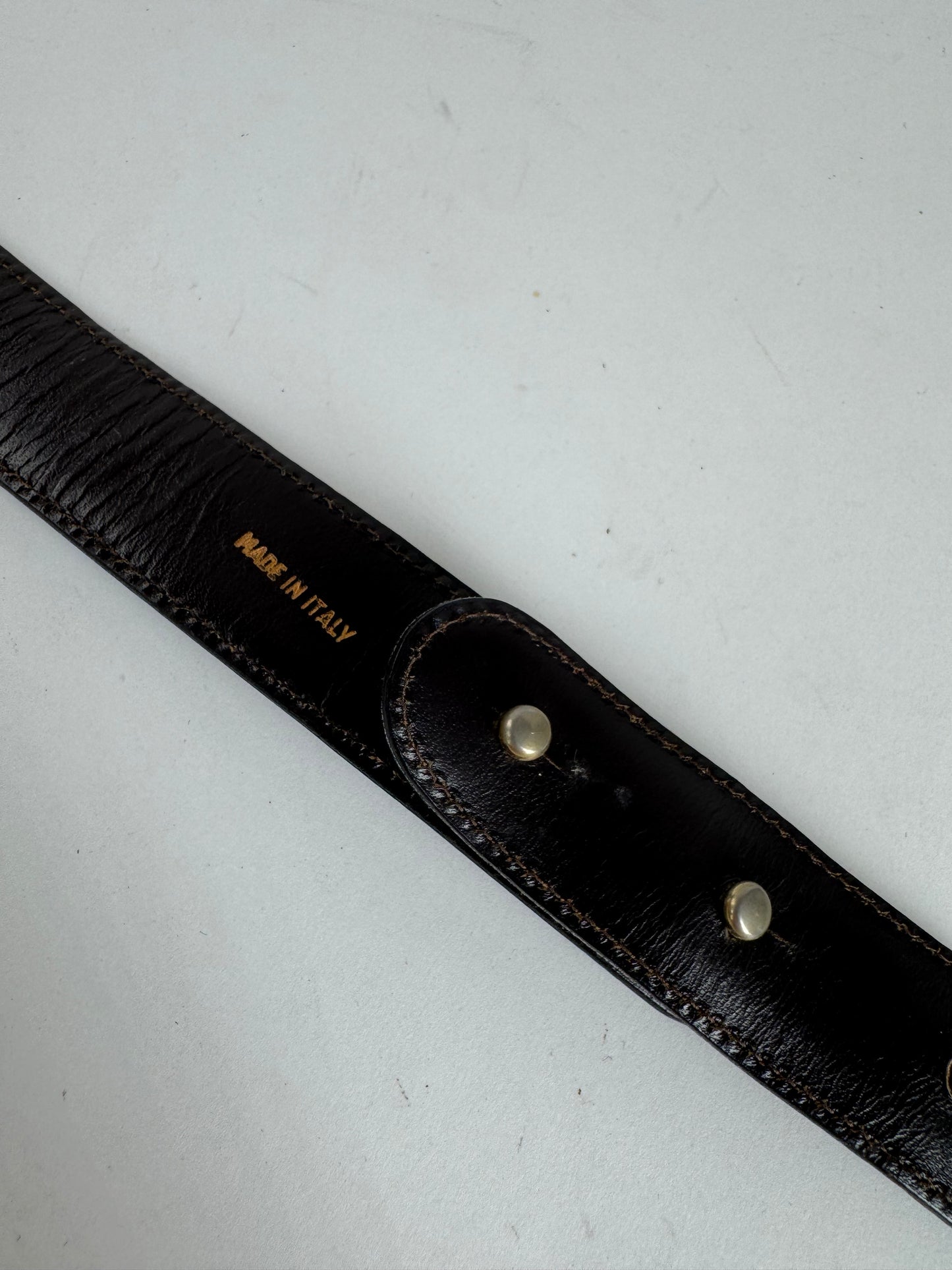 Vintage Celine Chain Leather belt Gold brown