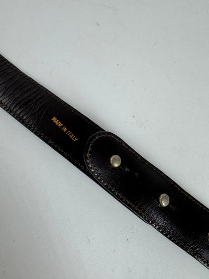 Vintage Celine Chain Leather belt Gold brown