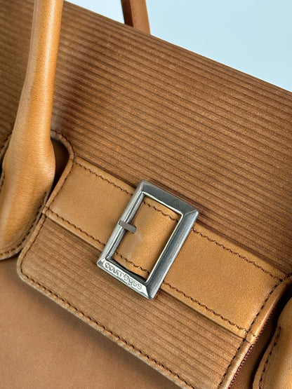 Vintage Courreges Leather Wool bag brown