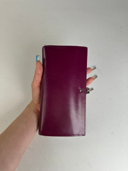 Vivienne Westwood Purple Leather Wallet with Silver-Tone Clasp