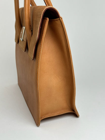 Vintage Courreges Leather Wool bag brown