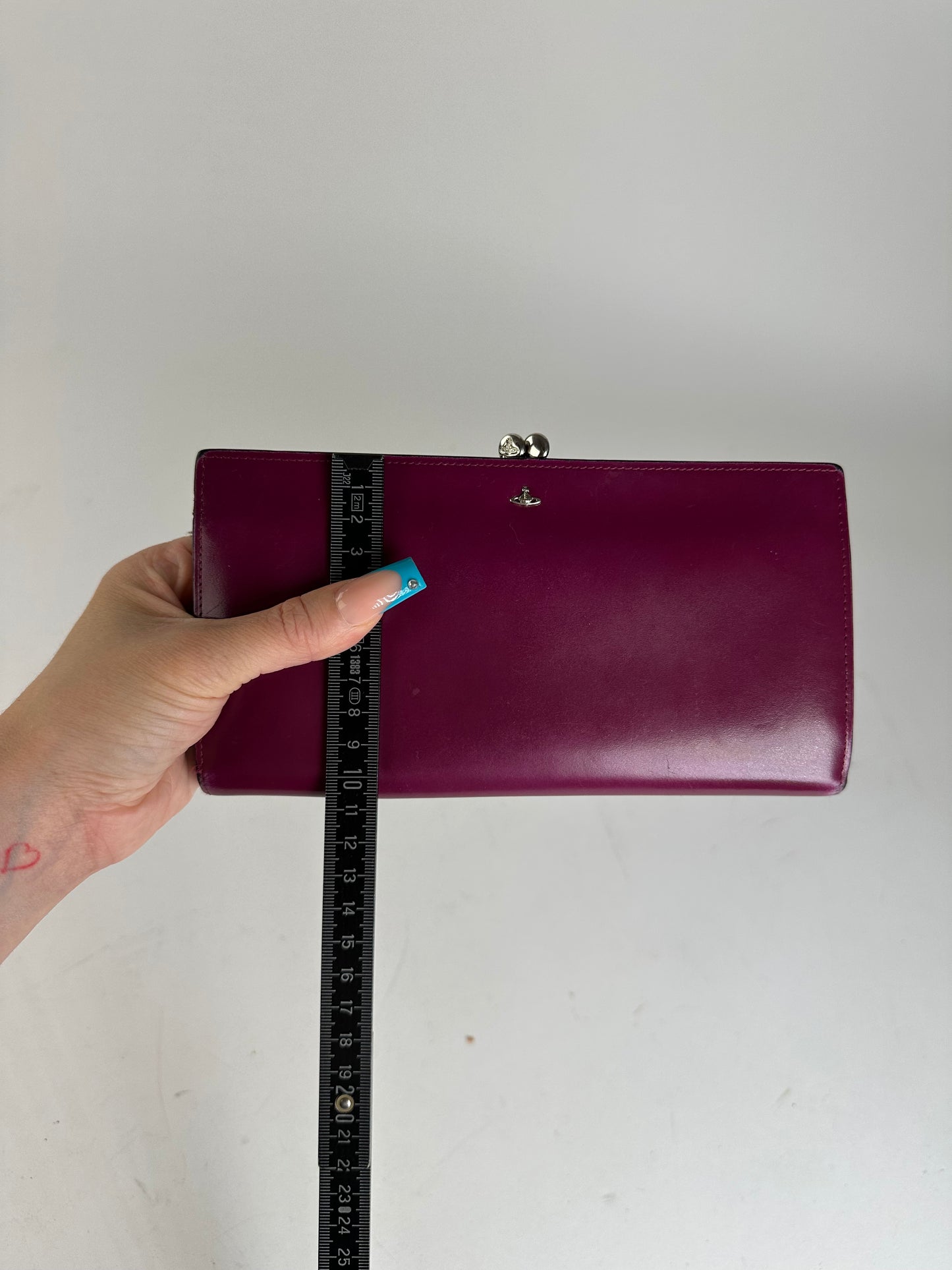 Vivienne Westwood Purple Leather Wallet with Silver-Tone Clasp