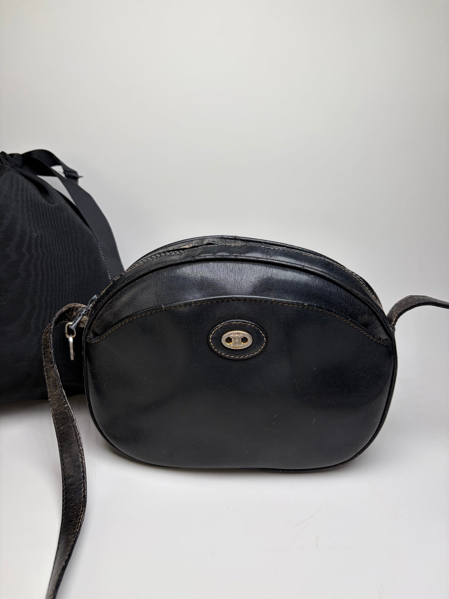 Vintage Celine Leather Crossbody Bag Black aus dem jahr