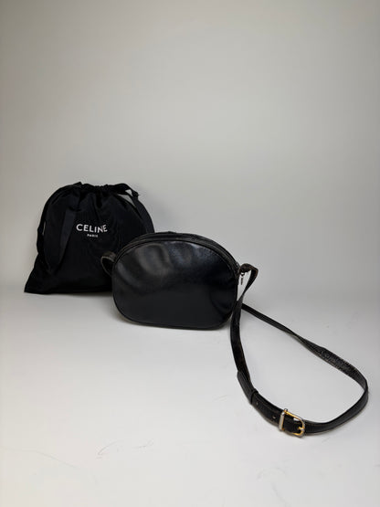Vintage Celine Leather Crossbody Bag Black aus dem jahr