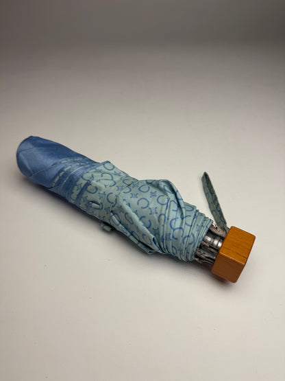 Vintage Celine Paris Monogram Polyester Umbrella Blue