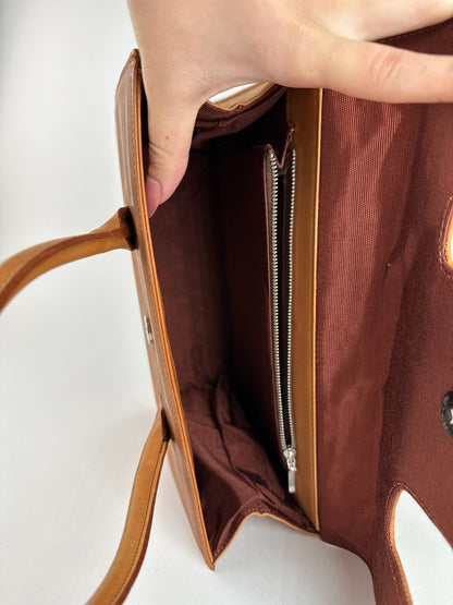 Vintage Courreges Leather Wool bag brown