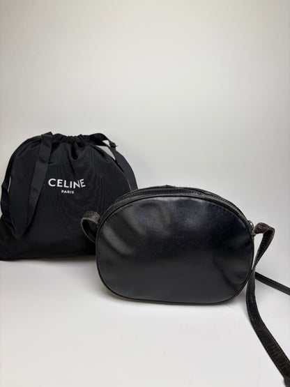 Vintage Celine Leather Crossbody Bag Black aus dem jahr