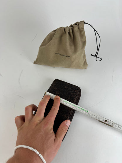 Vintage Bottega Veneta Zippy Intrecciato Leather Wallet Brown