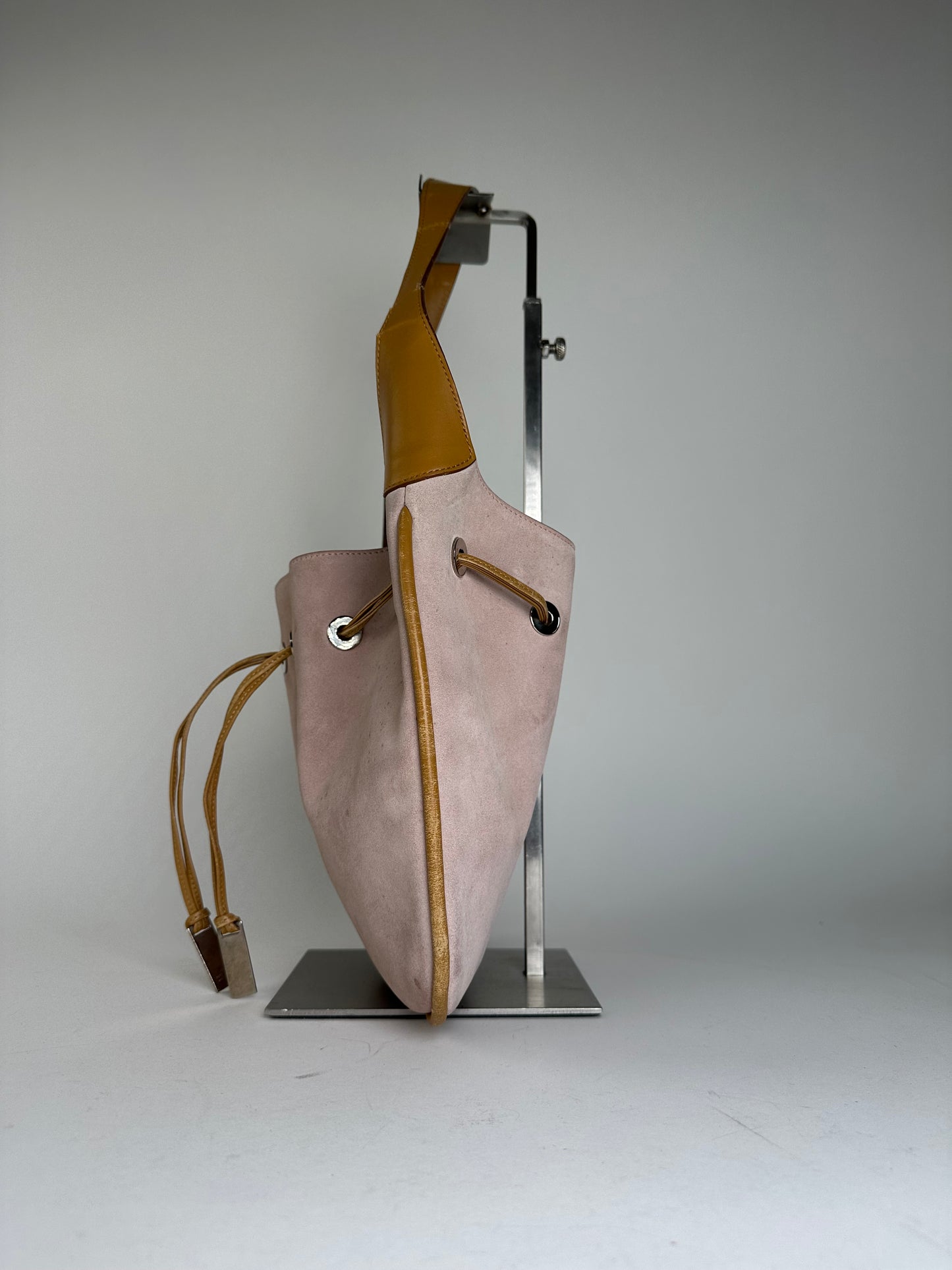 Gucci Pink Suede Hobo Bag with Drawstring Closure