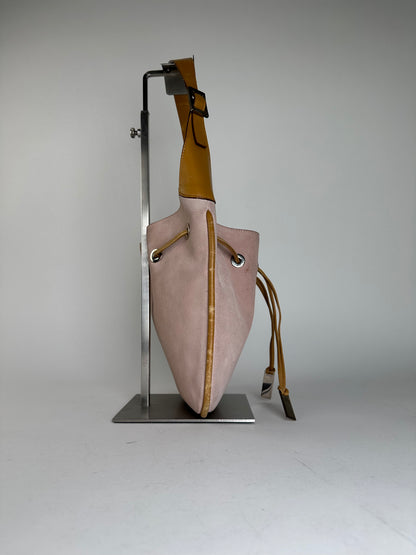 Gucci Pink Suede Hobo Bag with Drawstring Closure