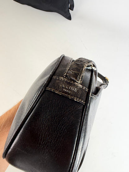Vintage Celine Leather Crossbody Bag Black aus dem jahr