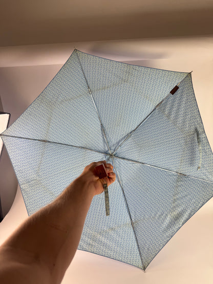 Vintage Celine Paris Monogram Polyester Umbrella Blue