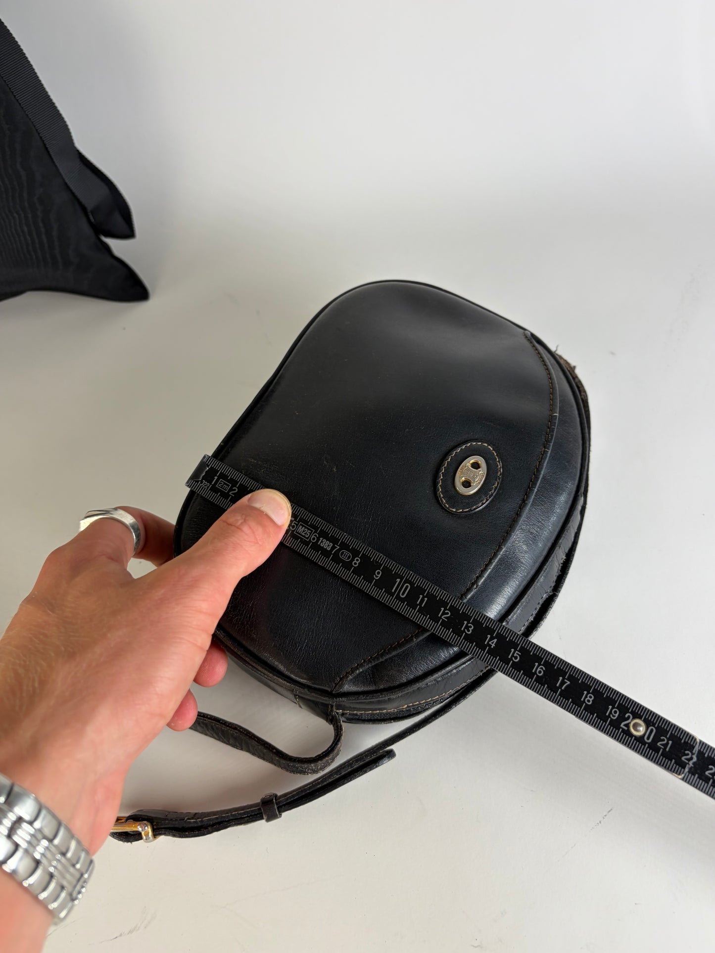 Vintage Celine Leather Crossbody Bag Black aus dem jahr