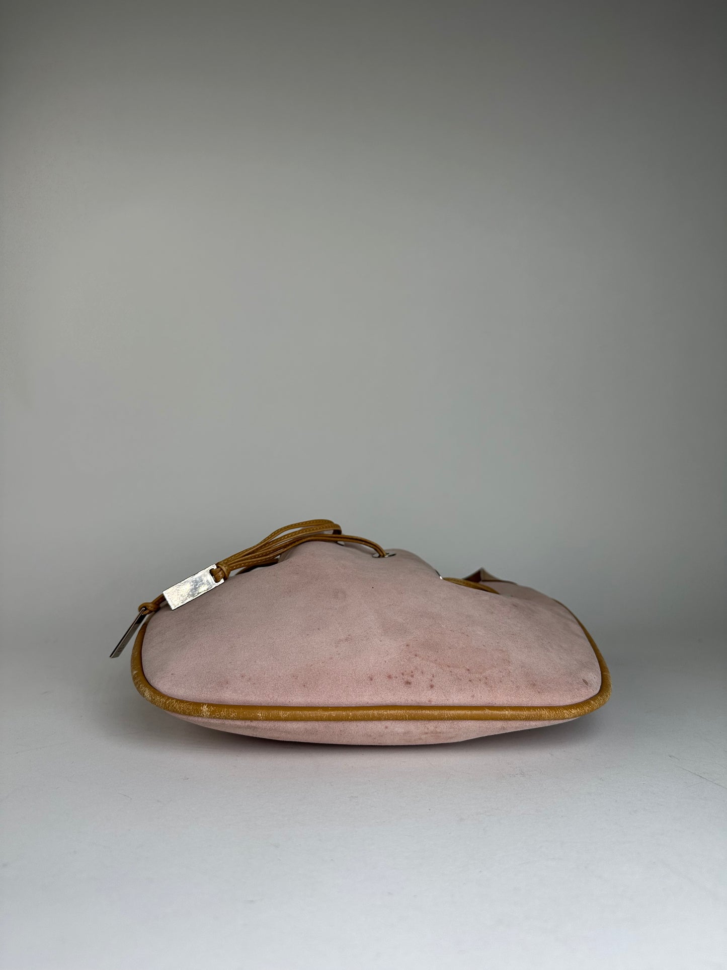 Gucci Pink Suede Hobo Bag with Drawstring Closure