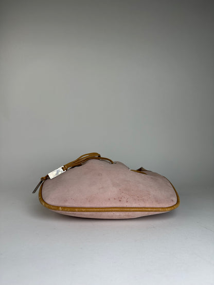 Gucci Pink Suede Hobo Bag with Drawstring Closure